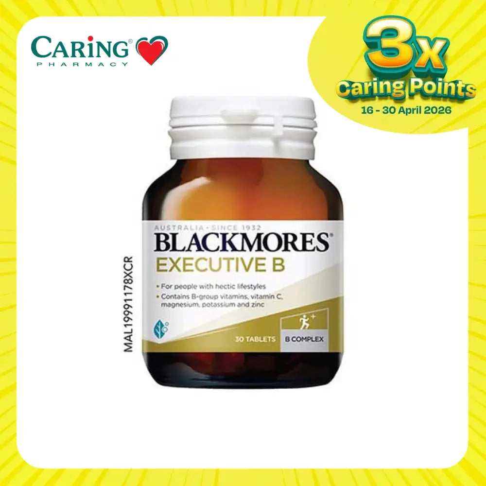 Blackmores Executive B Malaysia dietary supplement in a bottle with 30 tablets for busy lifestyles