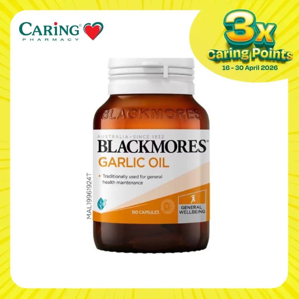 Blackmores Garlic Oil 180 capsules in a clear bottle for general health maintenance