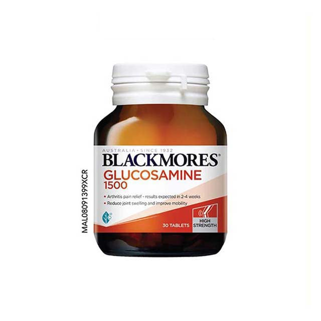 Blackmores Glucosamine 1500mg tablets in a bottle designed for joint health and mobility