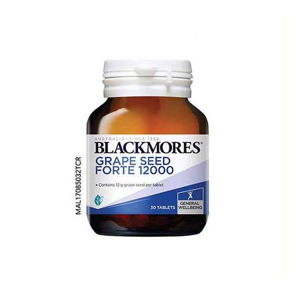 Blackmores Grape Seed Forte 12000 tablets in a bottle for general wellbeing and antioxidant support
