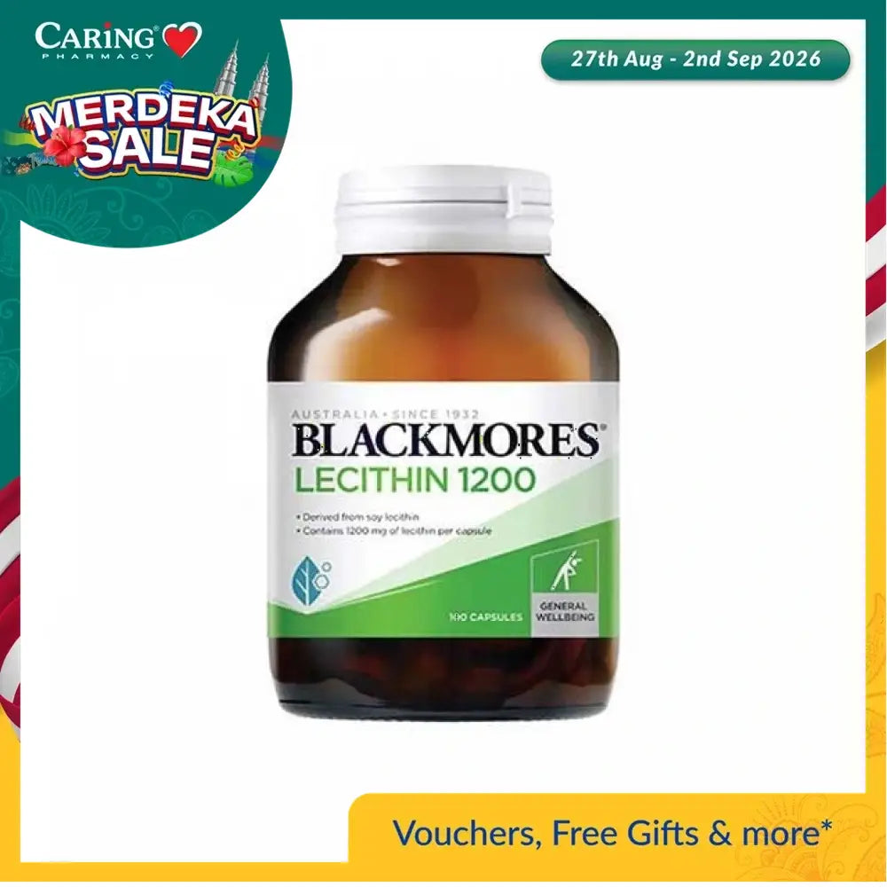 Blackmores Lecithin 1200mg supplements in a bottle with 100 capsules for general wellbeing