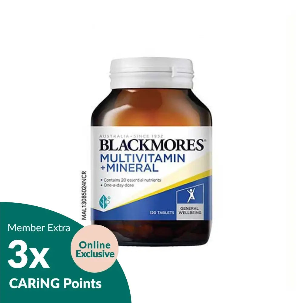 Blackmores multivitamins and minerals in a 120-tablet bottle for daily health support
