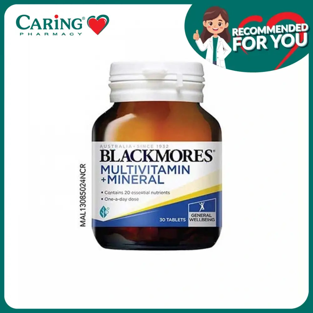 Blackmores multivitamins and minerals tablets bottle containing 30 daily nutrient tablets for general wellbeing