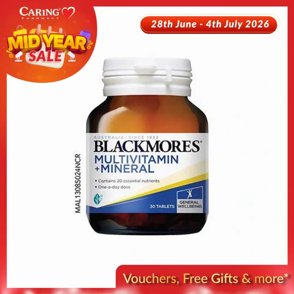 Blackmores multivitamins and minerals tablets bottle containing 30 daily nutrient tablets for general wellbeing