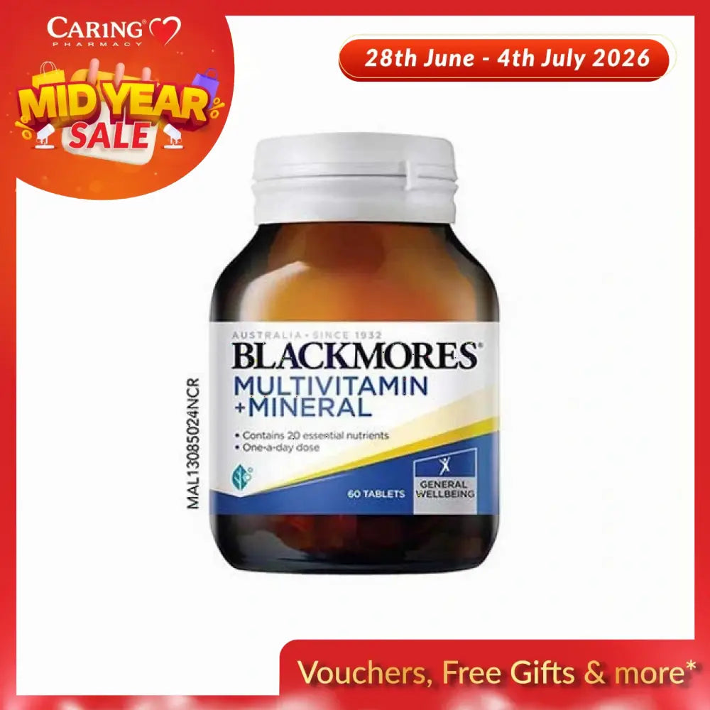 Blackmores multivitamin supplements in a 60 tablet bottle for daily nutritional support