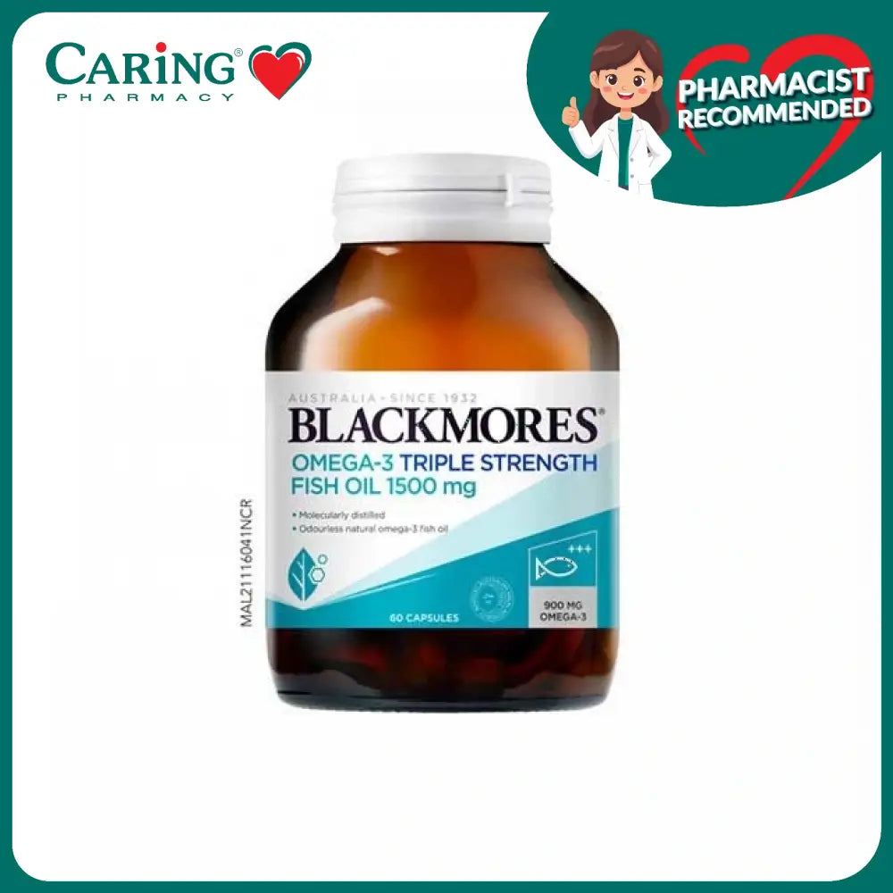 Blackmores Omega-3 Triple Strength Fish Oil 1500 mg with 60 capsules for heart health