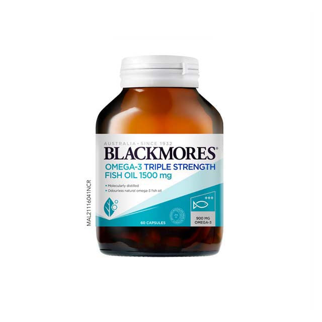 Blackmores Omega-3 Triple Strength Fish Oil 1500 mg with 60 capsules for heart health