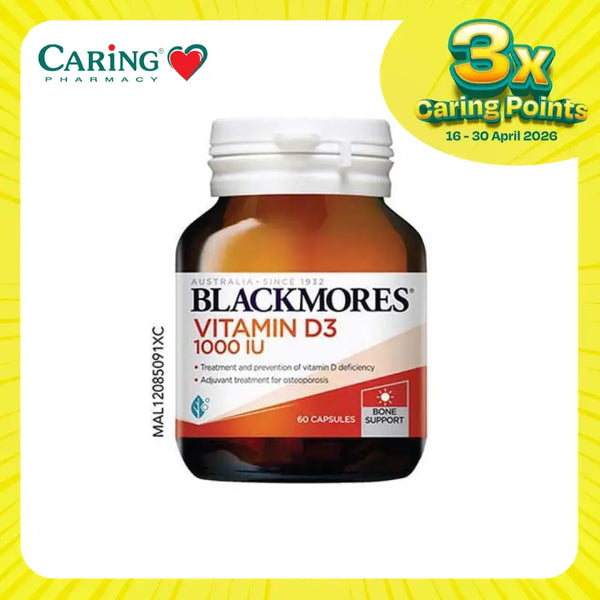 Blackmores Vitamin D3 1000IU 60 capsules bottle for bone support and vitamin D deficiency treatment