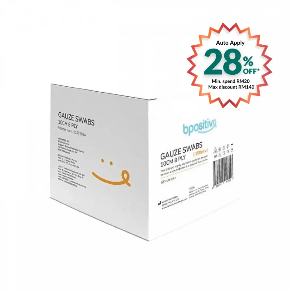 BPOSITIVE GAUZE SWABS 10CMX10CM 8PLY 100S