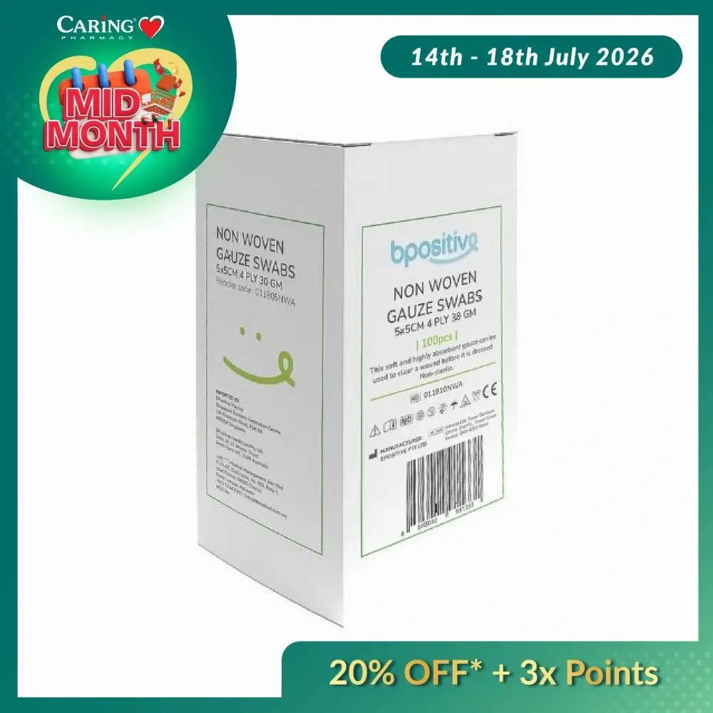BPOSITIVE NON WOVEN GAUZE SWABS 5CMX5CM 100S