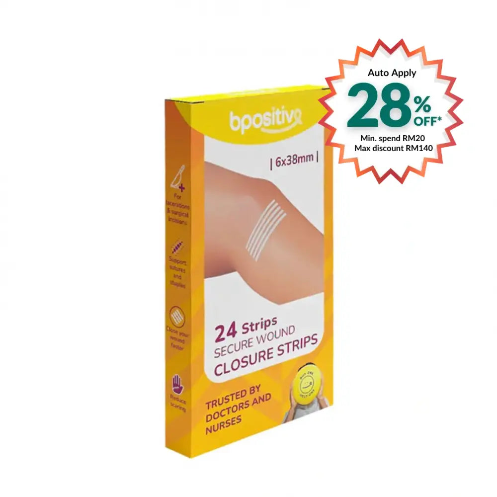 BPOSITIVE SECURE WOUND CLOSURE STRIPS 6MMX38MM (6 STRIPS) 4S