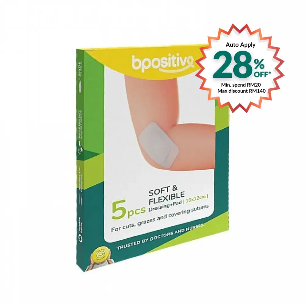 BPOSITIVE SOFT&FLEXIBLE DRESSING + PAD 10X12CM 5S