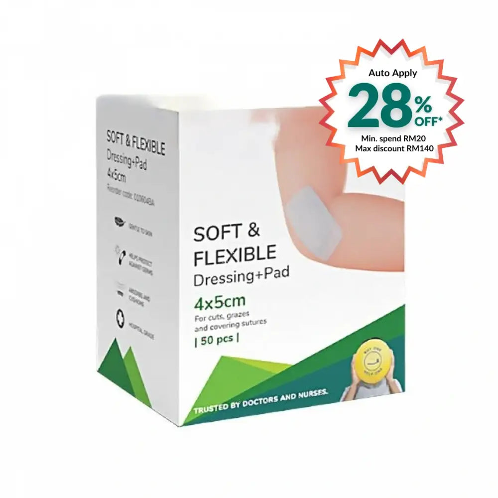 BPOSITIVE SOFT&FLEXIBLE DRESSING + PAD 4X5CM 50S