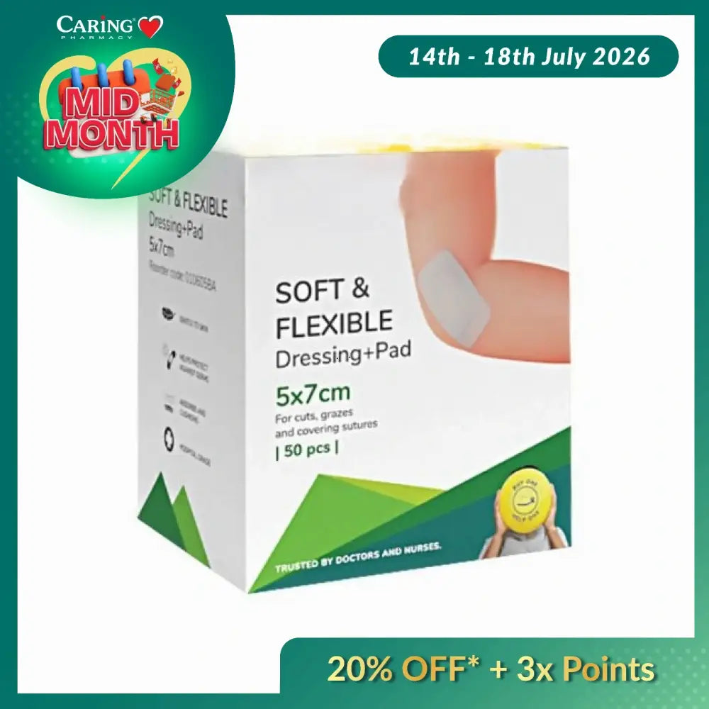 BPOSITIVE SOFT&FLEXIBLE DRESSING + PAD 5X7CM 50S