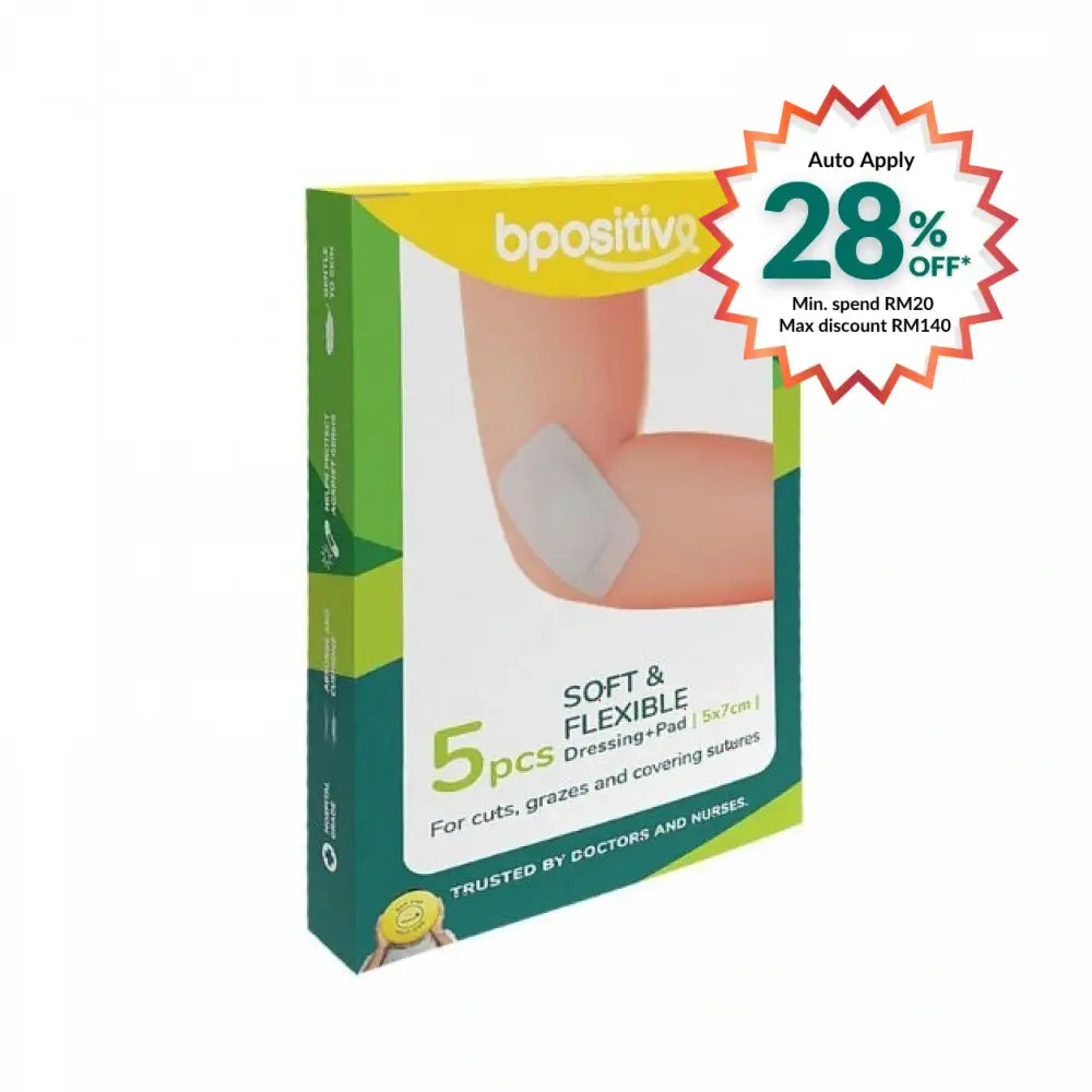 BPOSITIVE SOFT&FLEXIBLE DRESSING + PAD 5X7CM 5S