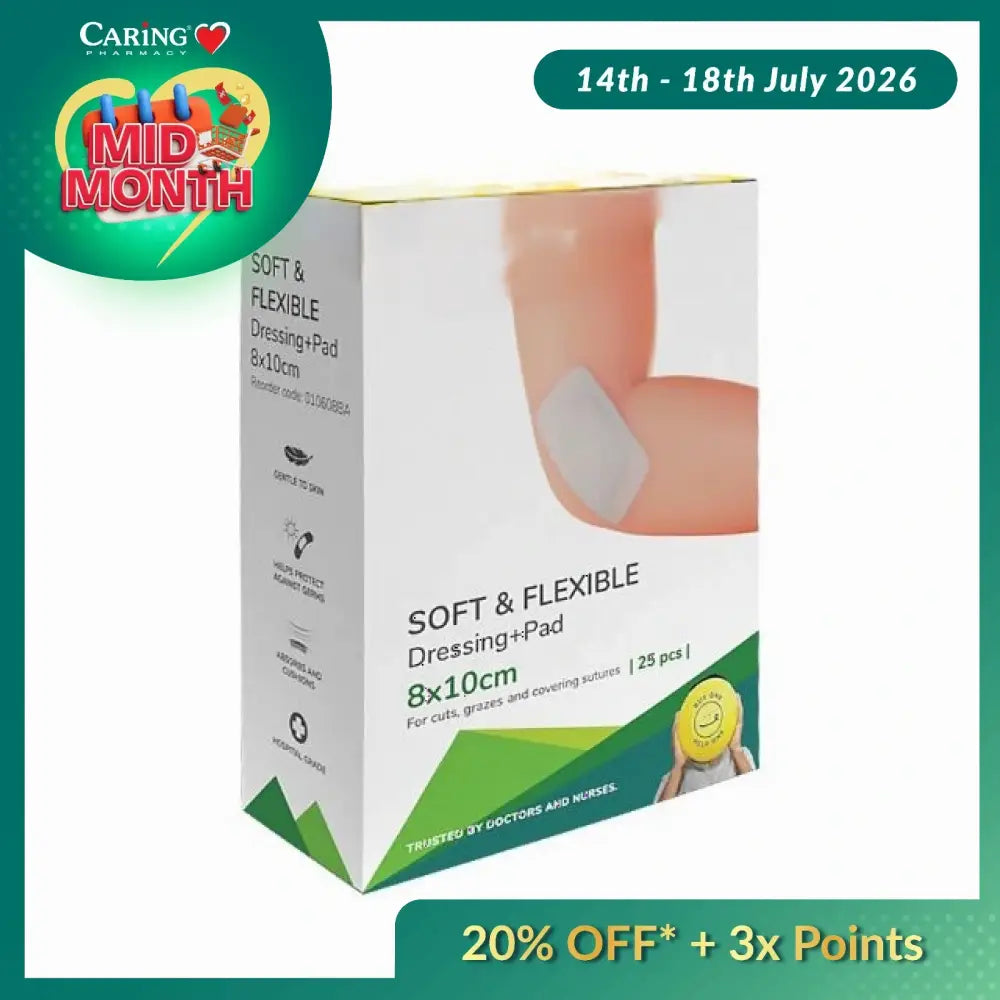BPOSITIVE SOFT&FLEXIBLE DRESSING + PAD 8X10CM 25S