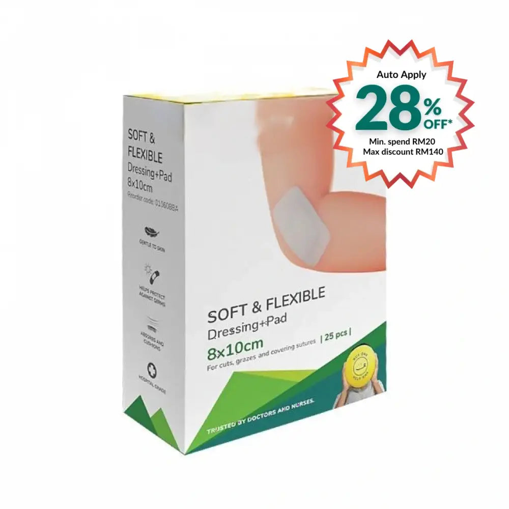 BPOSITIVE SOFT&FLEXIBLE DRESSING + PAD 8X10CM 25S