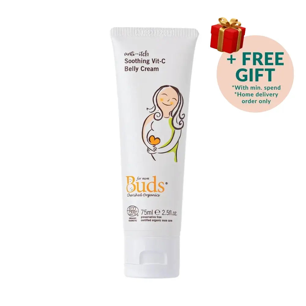 BUDS CHERISHED ORGANICS ANTI-ITCH SOOTHING VIT-C BELLY CREAM 75G (TUBE)