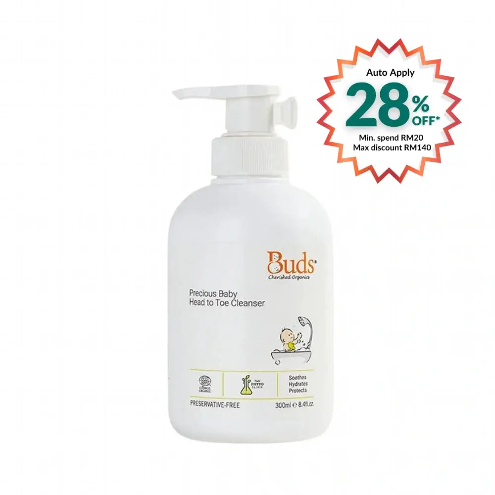 BUDS CHERISHED ORGANICS PRECIOUS BABY HEAD TO TOE CLEANSER 300ML