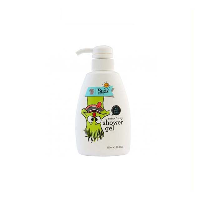 Buds kids fruity shower gel in a fun bottle with a playful character design for children's bath time