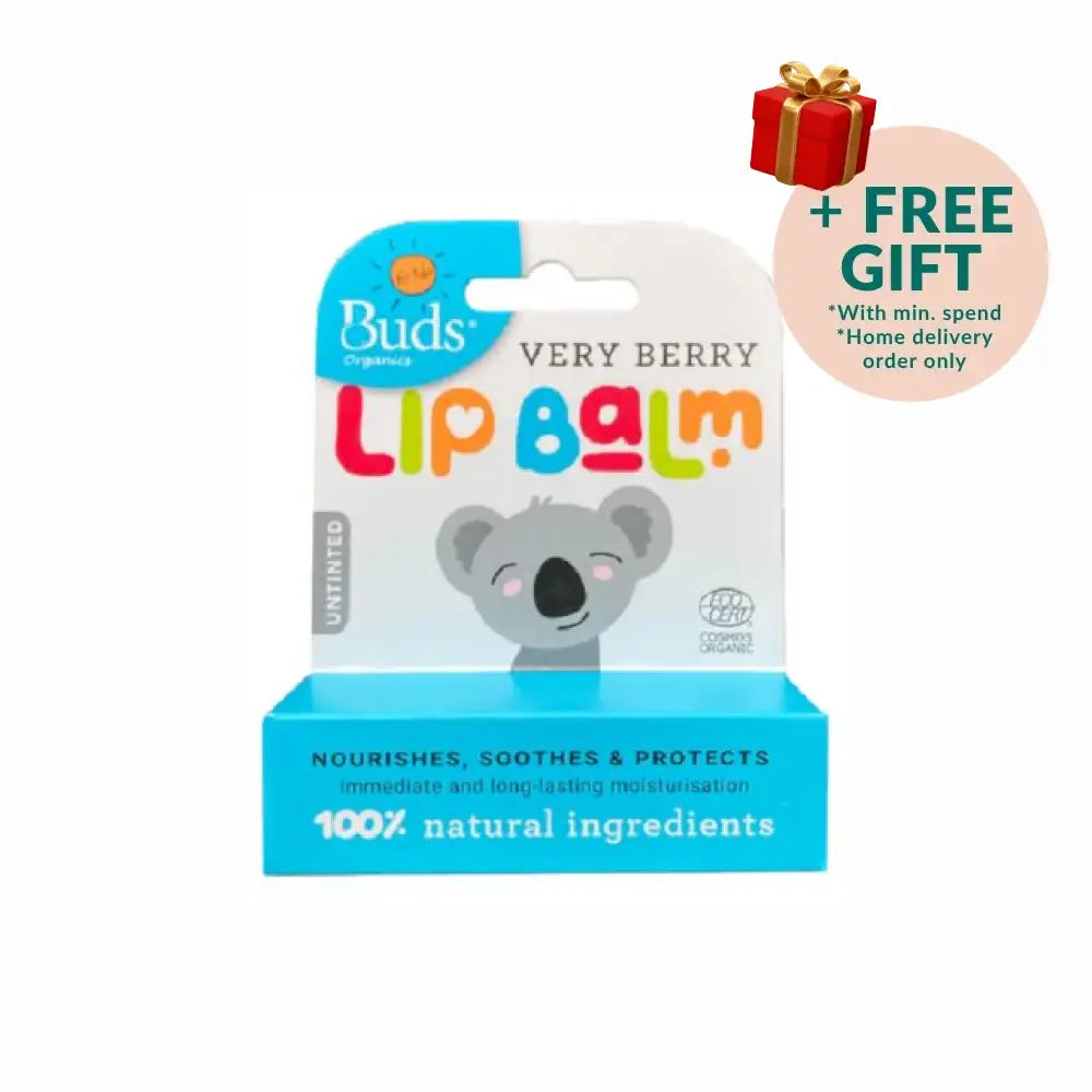 BUDS Very Berry Lip Balm in Eco-Friendly Packaging for Nourishing and Protecting Lips