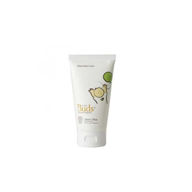 BUDS organic baby cream in a tube with playful baby design for gentle skin care