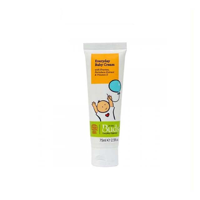 BUDS Everyday Baby Cream in a 75ml tube with natural ingredients for gentle skin care, ideal organic baby cream