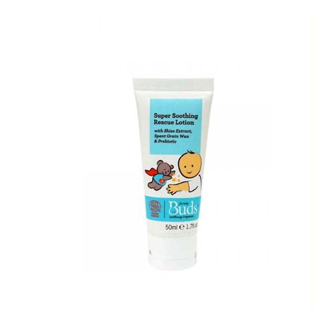 BUDS Organic Baby Soothing Lotion in a 50ml tube with moisturizing ingredients for gentle skin care