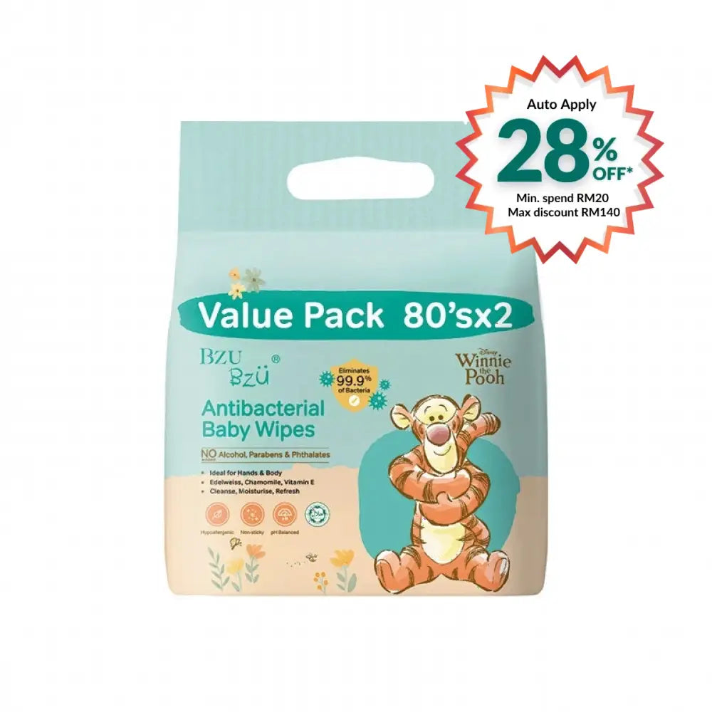 BZU BZU ANTIBACTERIAL BABY WIPES 80S X 2