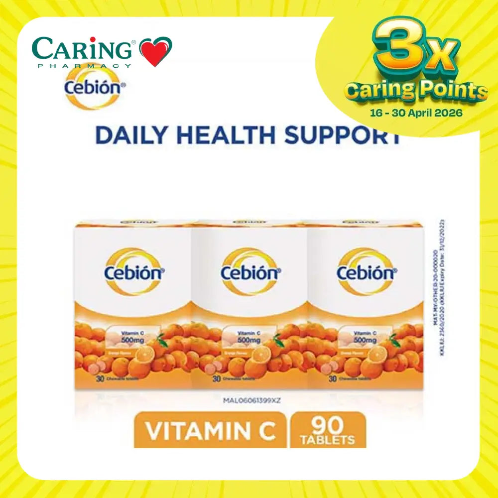 Cebion Vitamin C 500mg chewable tablets package with 90 tablets for daily health support