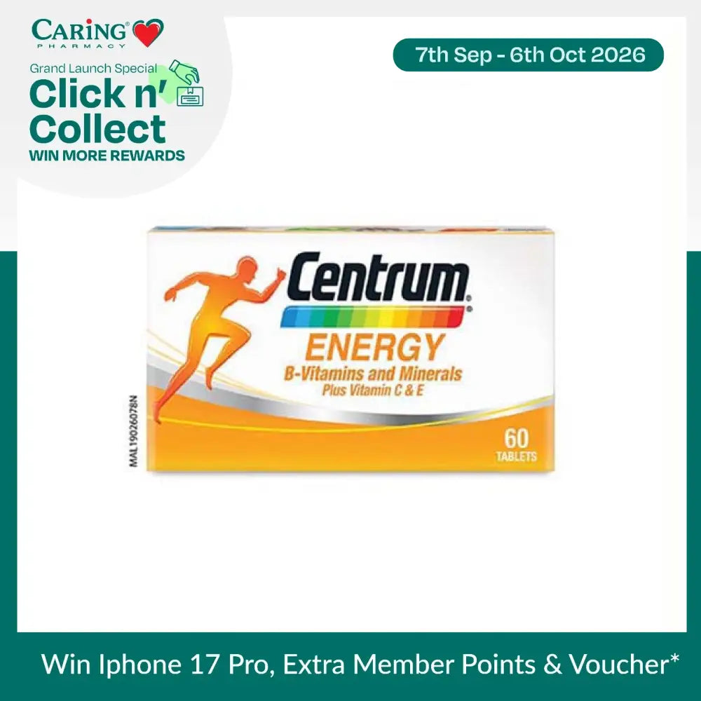 Centrum Energy 60s supplement with B-Vitamins and Minerals for enhanced energy support