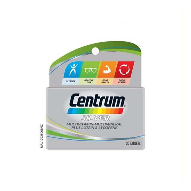 Centrum Silver multivitamin for seniors in a 30-tablet pack, promoting vitality and overall health