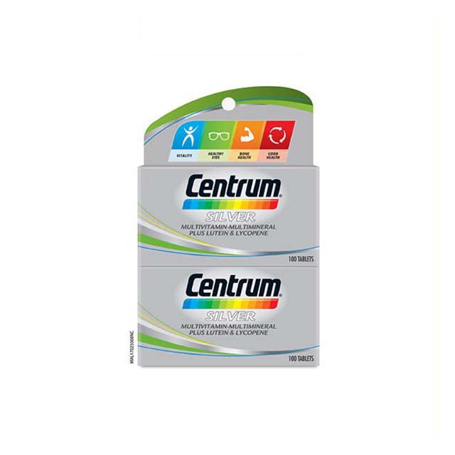 Centrum Silver multivitamin tablets in a pack of 100 for overall wellness and vitality