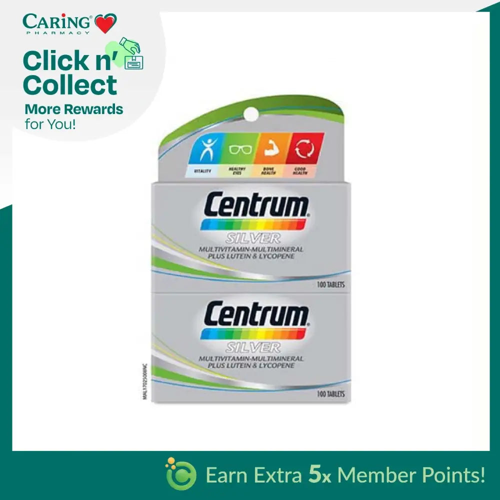 Centrum Silver multivitamin tablets in a pack of 100 for overall wellness and vitality