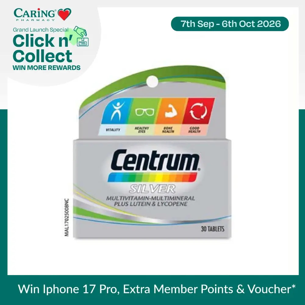 Centrum Silver multivitamin for seniors in a 30-tablet pack, promoting vitality and overall health