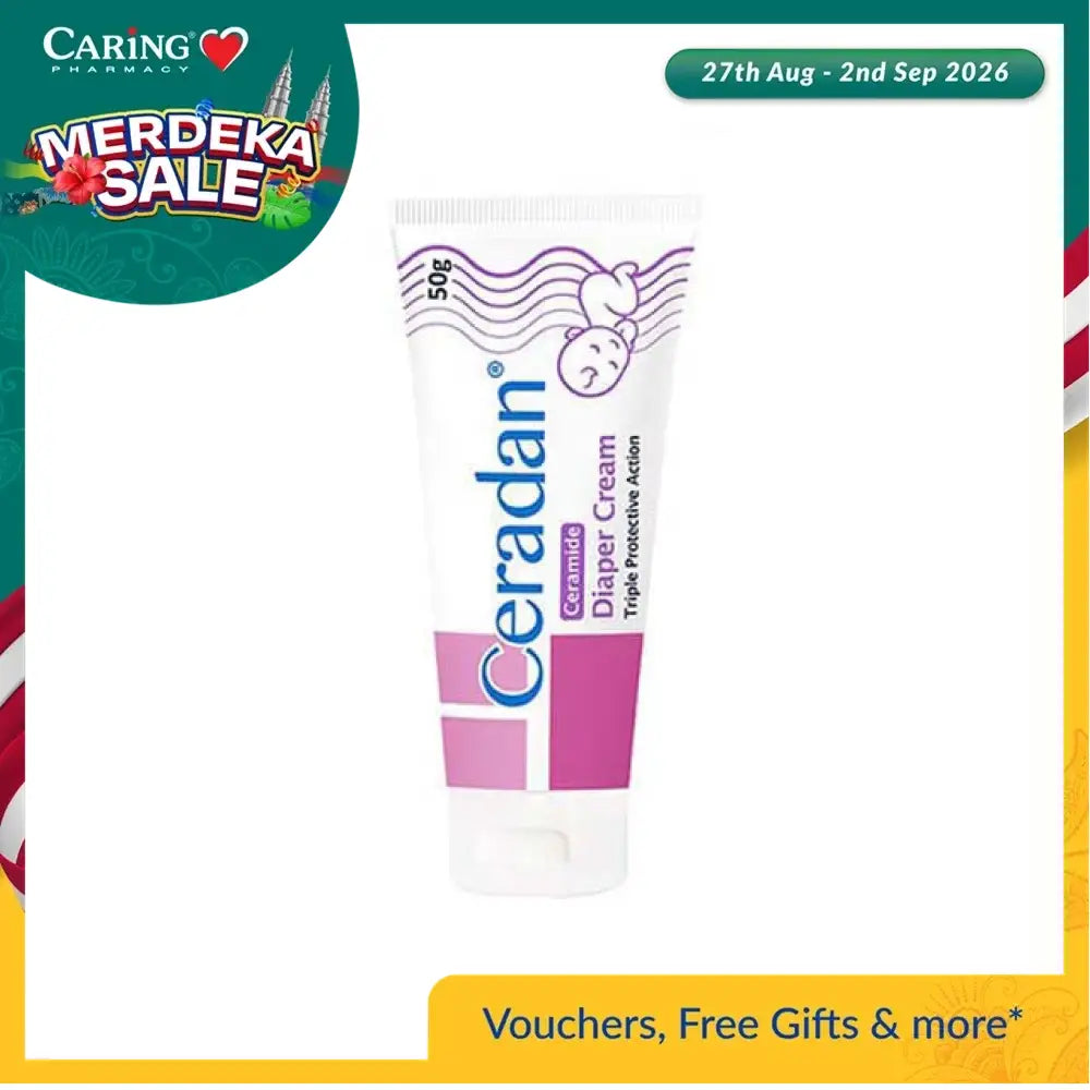 Ceradan diaper cream in a 50g tube for effective diaper rash protection and soothing relief