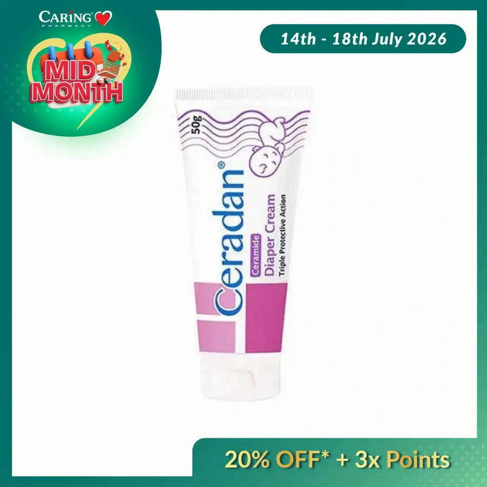 Ceradan diaper cream in a 50g tube for effective diaper rash protection and soothing relief