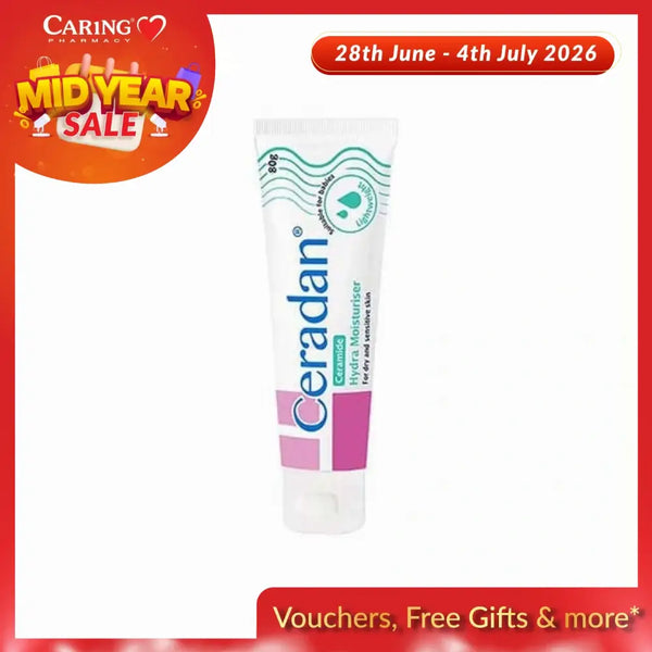Ceradan Hydra Moisturiser 80g in a tube, designed for deep hydration and skin care