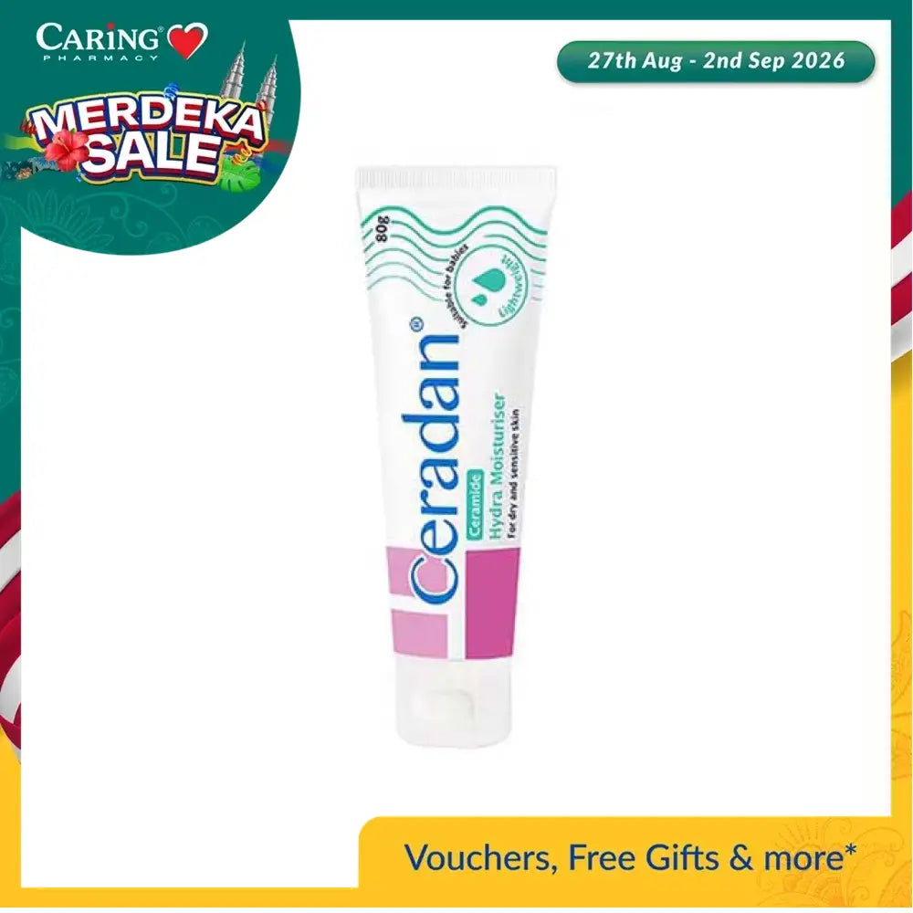 Ceradan Hydra Moisturiser 80g in a tube, designed for deep hydration and skin care