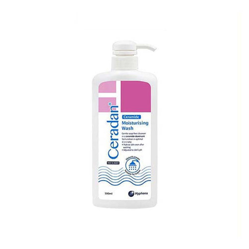 Ceradan Moisturising Wash 500ml with ceramide formula for gentle cleansing and hydration