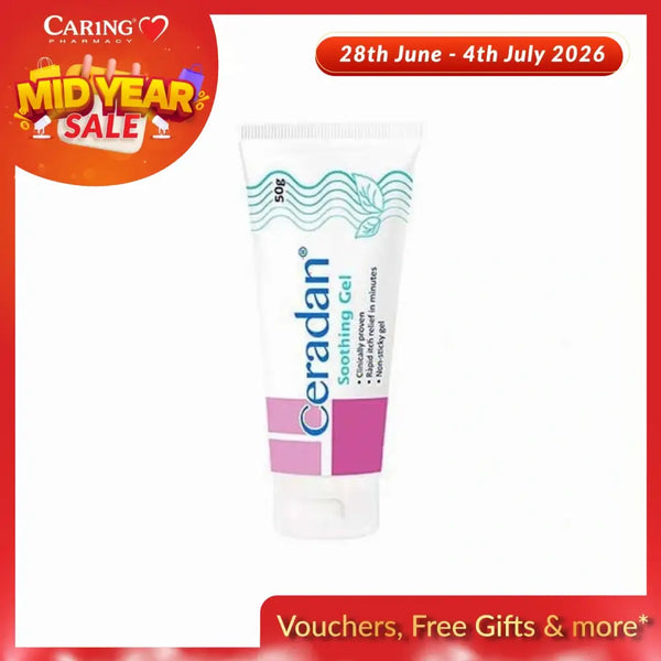 Ceradan Soothing Gel 50g in a tube to calm irritated skin and provide moisture