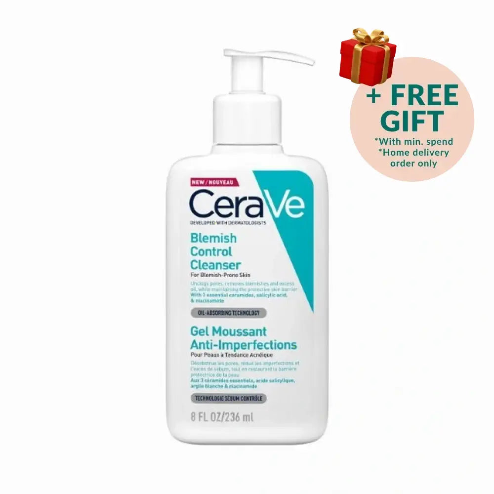 CeraVe Acne Blemish Control Cleanser in a pump bottle for effective acne treatment and clearer skin