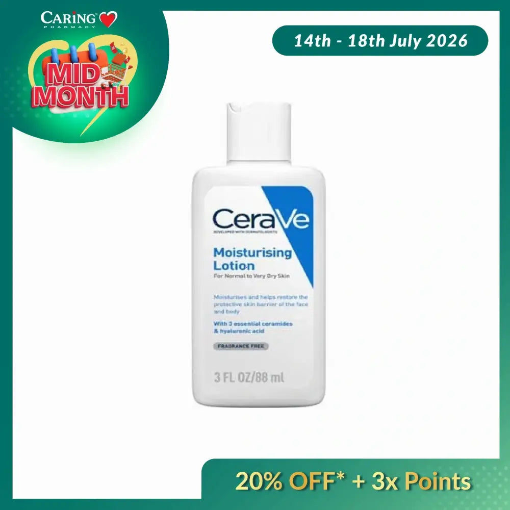 CeraVe Moisturising Lotion 88ml for normal to very dry skin with essential ceramides and hyaluronic acid