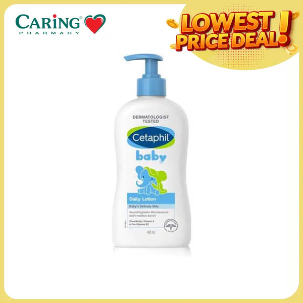 Cetaphil baby lotion 400ml in a pump bottle for moisturizing baby's delicate skin