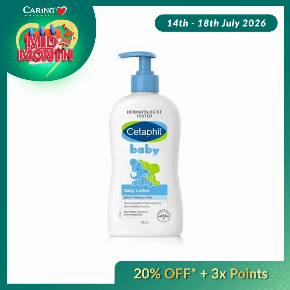 Cetaphil baby lotion 400ml in a pump bottle for moisturizing baby's delicate skin