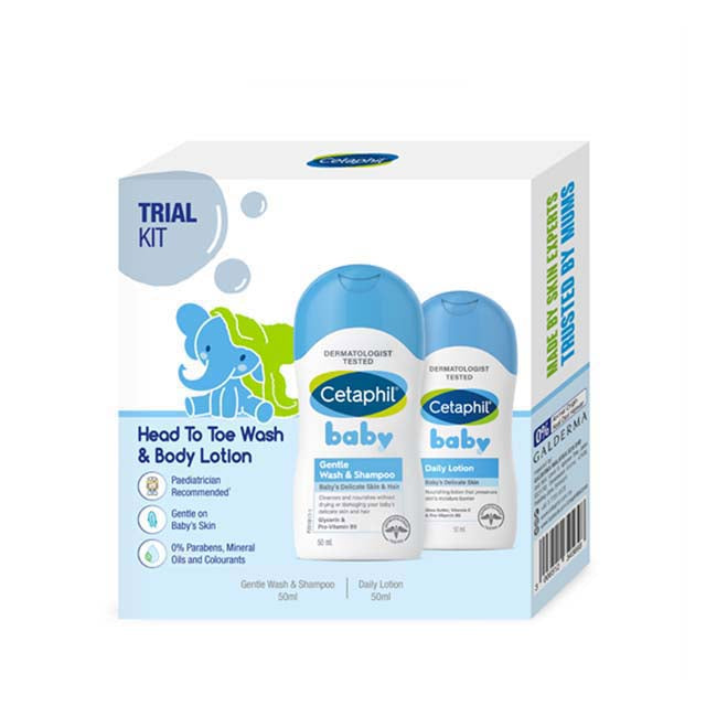 Cetaphil baby trial kit with gentle wash and body lotion for sensitive skin care