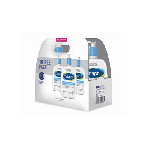 Cetaphil Gentle Skin Cleanser 1000ml triple pack featuring three bottles for effective skin care