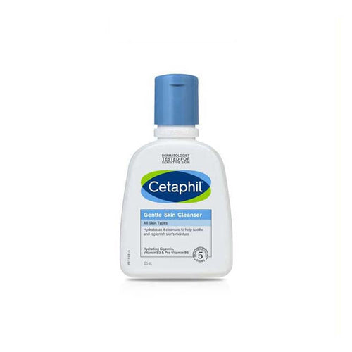 Cetaphil gentle skin cleanser 125ml in a bottle designed for all skin types with a soothing formula