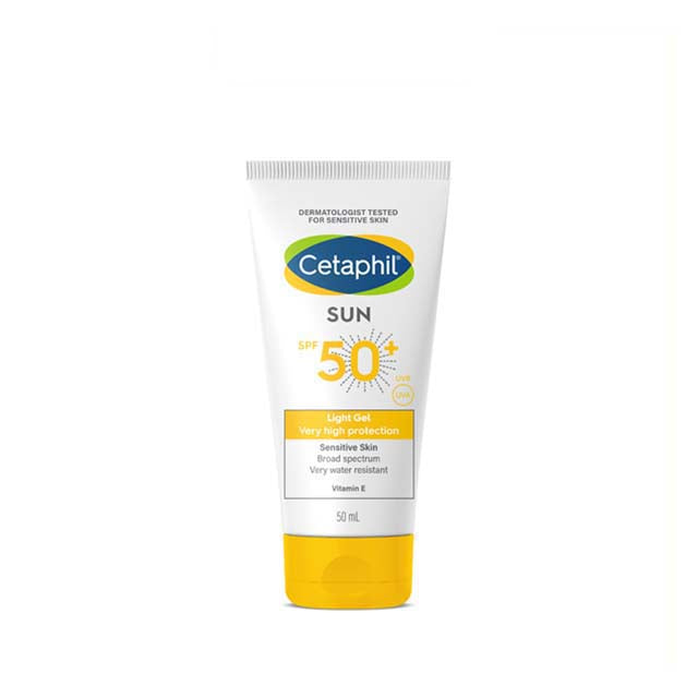 Cetaphil sunblock SPF 50 gel in a 50ml tube for sensitive skin protection