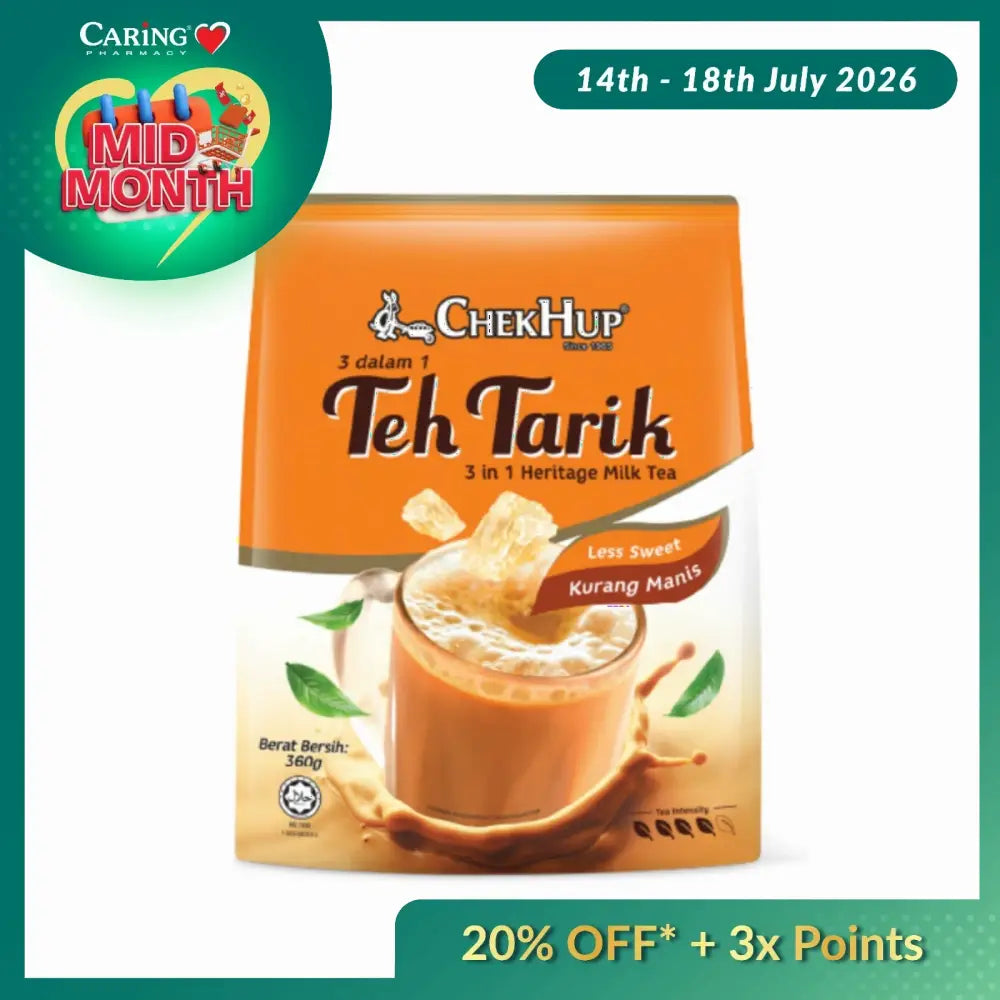 CHEK HUP 3IN1 TEH TARIK LESS SWEET SACHET 30G 12S